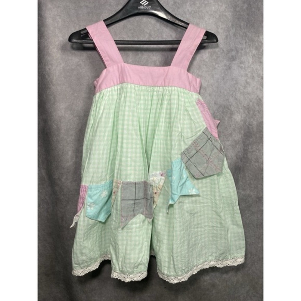 Classic Well Dressed Wolf Party Dress Check‎ Size 4T Regular Cotton Mint Green